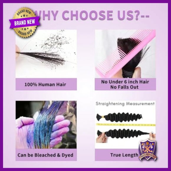 16 Inch Deep Wave Human Hair Extensions 120g 2 Bundles Boho Braids